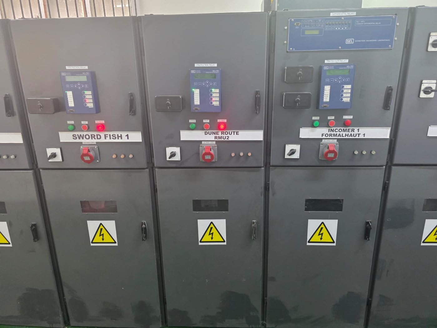 Completed front switchgear panels